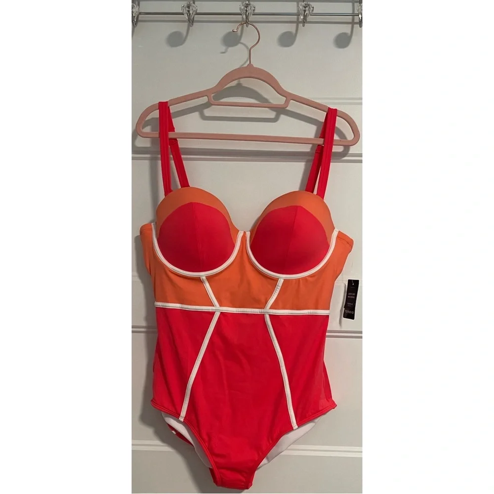 Torrid Underwire Pink Color Block One-Piece Swimsuit NWT SZ 1 DD-DDD/2DD-F - Picture 4 of 14